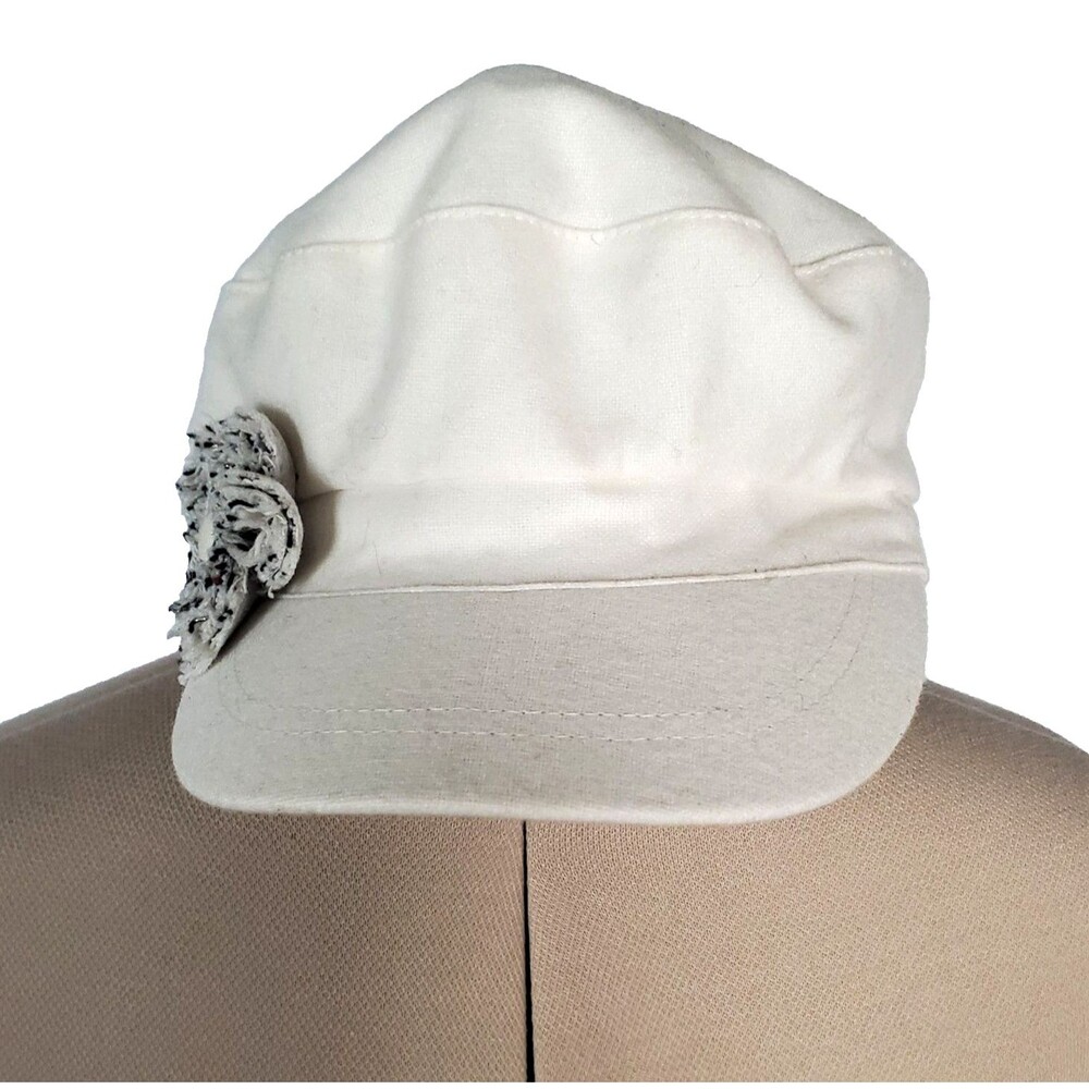NWT August Silk Women's Pageboy Hat One Size Beige Wool Blend Flower Feminine